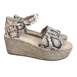 Coconuts by Matisse Flirty Natural Snake Skin Platform Wedge Sandal Size 8.5